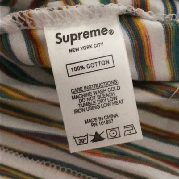 Men’s Supreme static striped Tee t shirt white - Picture 7 of 8